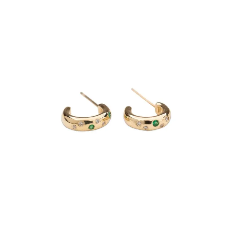 14k Gypsy Set Emerald Huggies sold by RG
