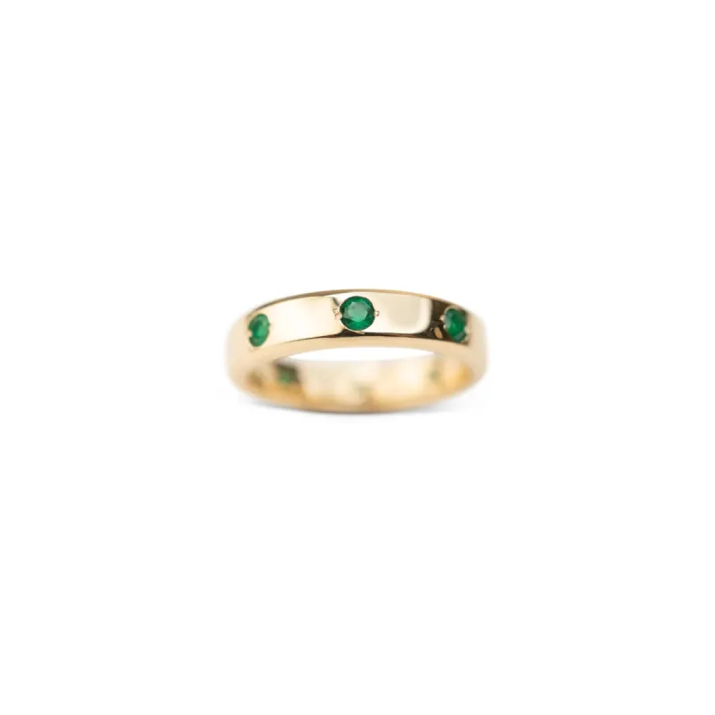14k Gypsy Set Emerald Eternity Band made by RG