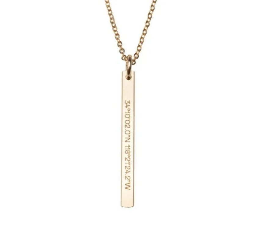 Gold Filled Vertical Bar Charm Necklace sold by RG