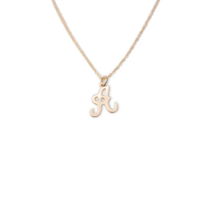 Gold Filled Script Letter Necklace | Script Letter Charm sold by RG