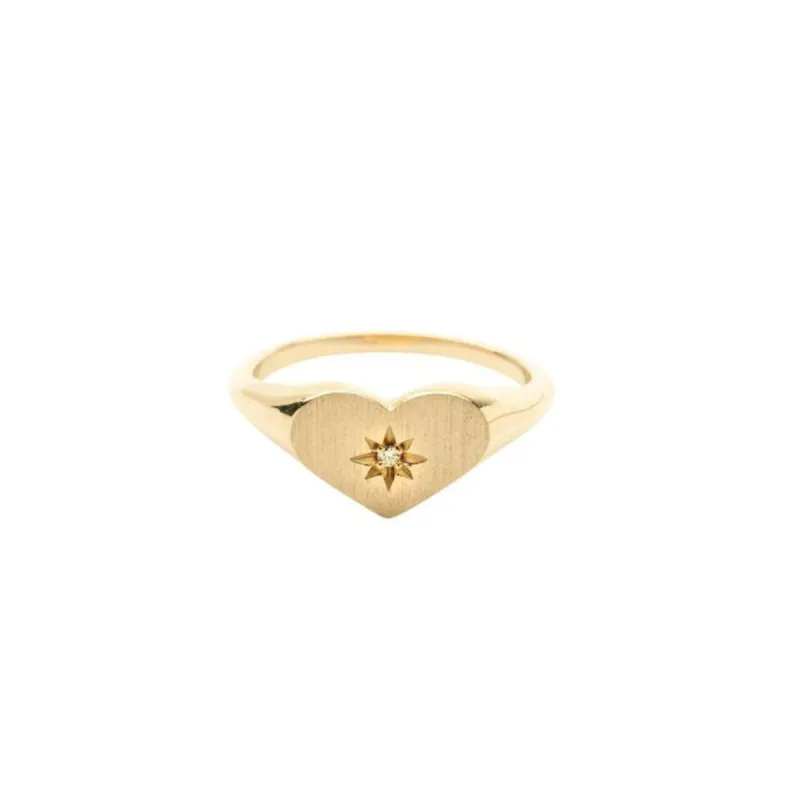 14k Diamond Heart Signet Ring sold by RG