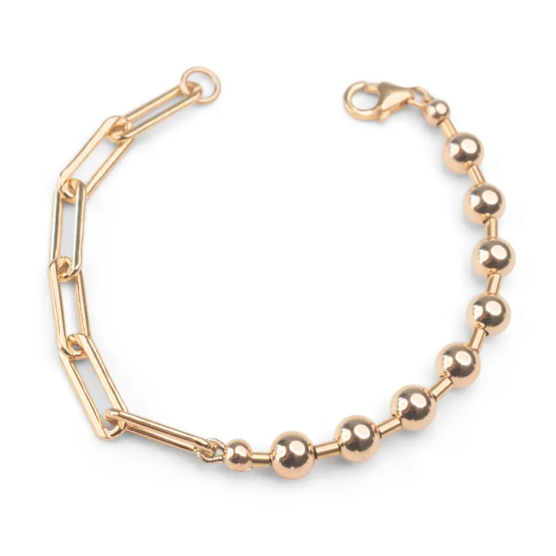 Gold Filled Beaded Paperclip Bracelet sold by RG