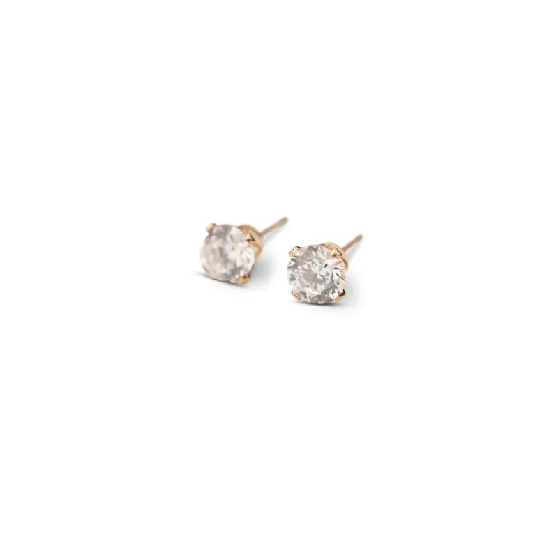 Gold Filled Crystal Studs | White sold by RG