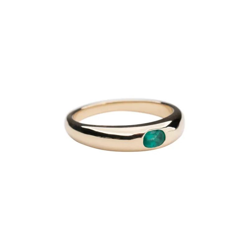 14k Gold Thin Emerald Dome Ring sold by RG