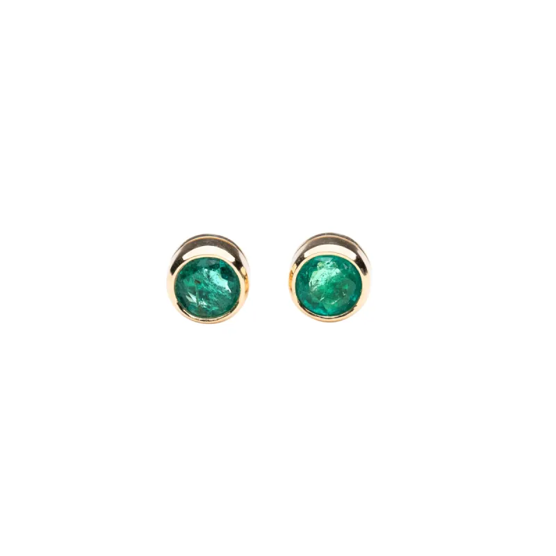 14k Emerald Bezel Studs sold by RG