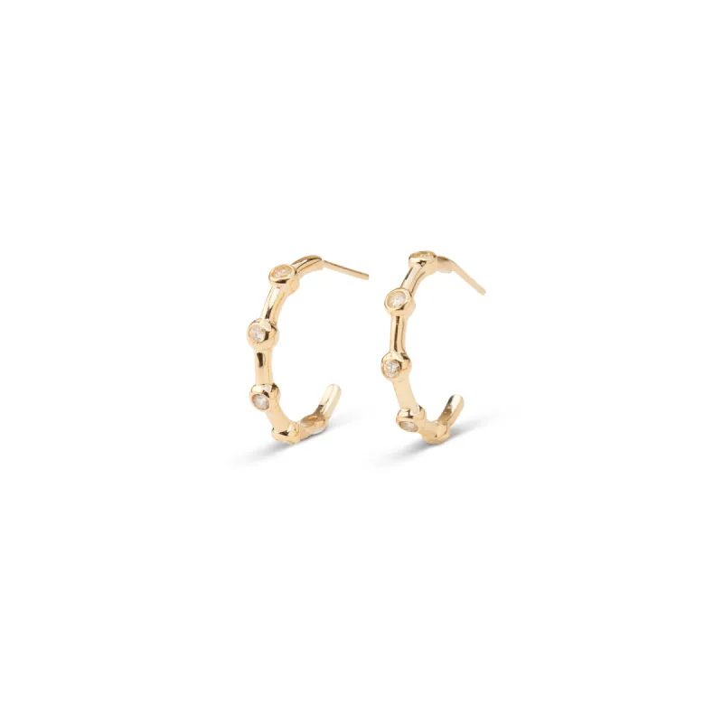 14k Diamond Leo Bezel Hoops sold by RG