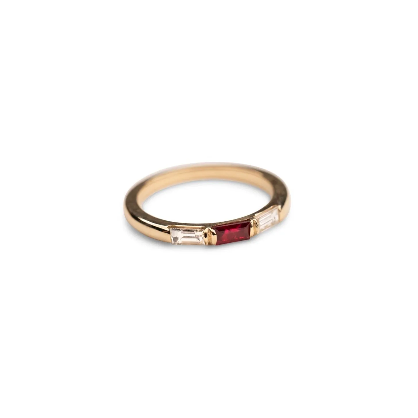 14k Ruby and Diamond Baguette Ring sold by RG