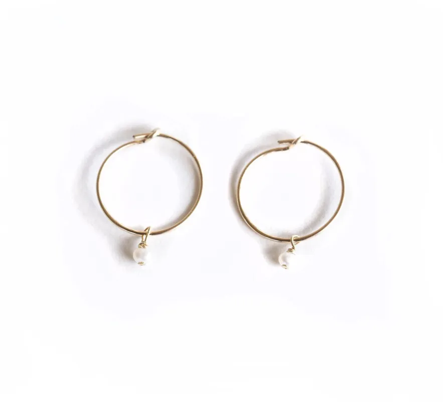 Dainty Pearl Hoops sold by RG