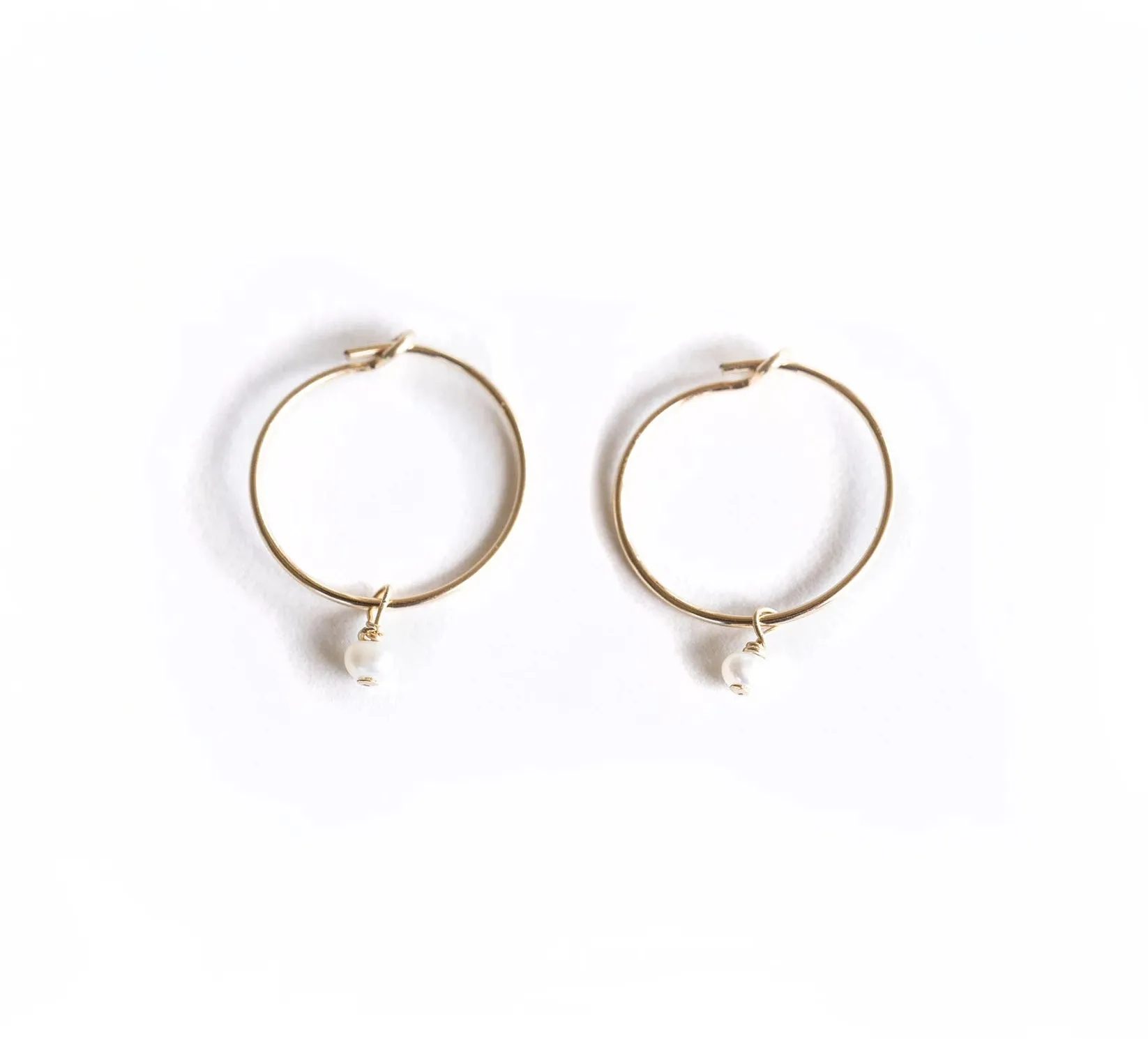 Dainty Pearl Hoops sold by RG