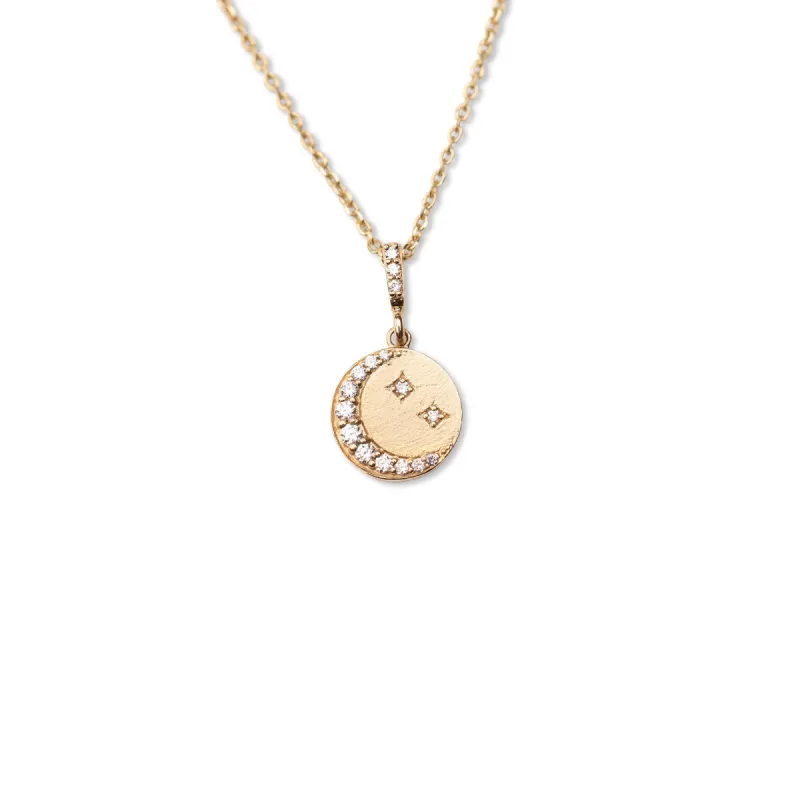 14k Diamond Crescent Moon Necklace .10 CTW sold by RG