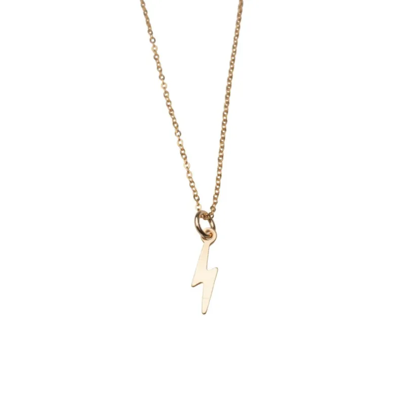 Gold Filled Tiny Lightning Bolt Charm Necklace sold by RG