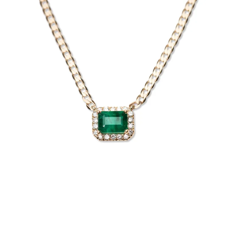 14k Emerald Halo Necklace .25 CTW sold by RG