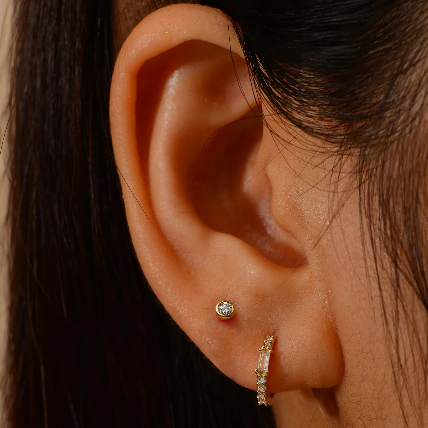 14k Dainty Diamond Huggies sold by RG product image thumbnail 2