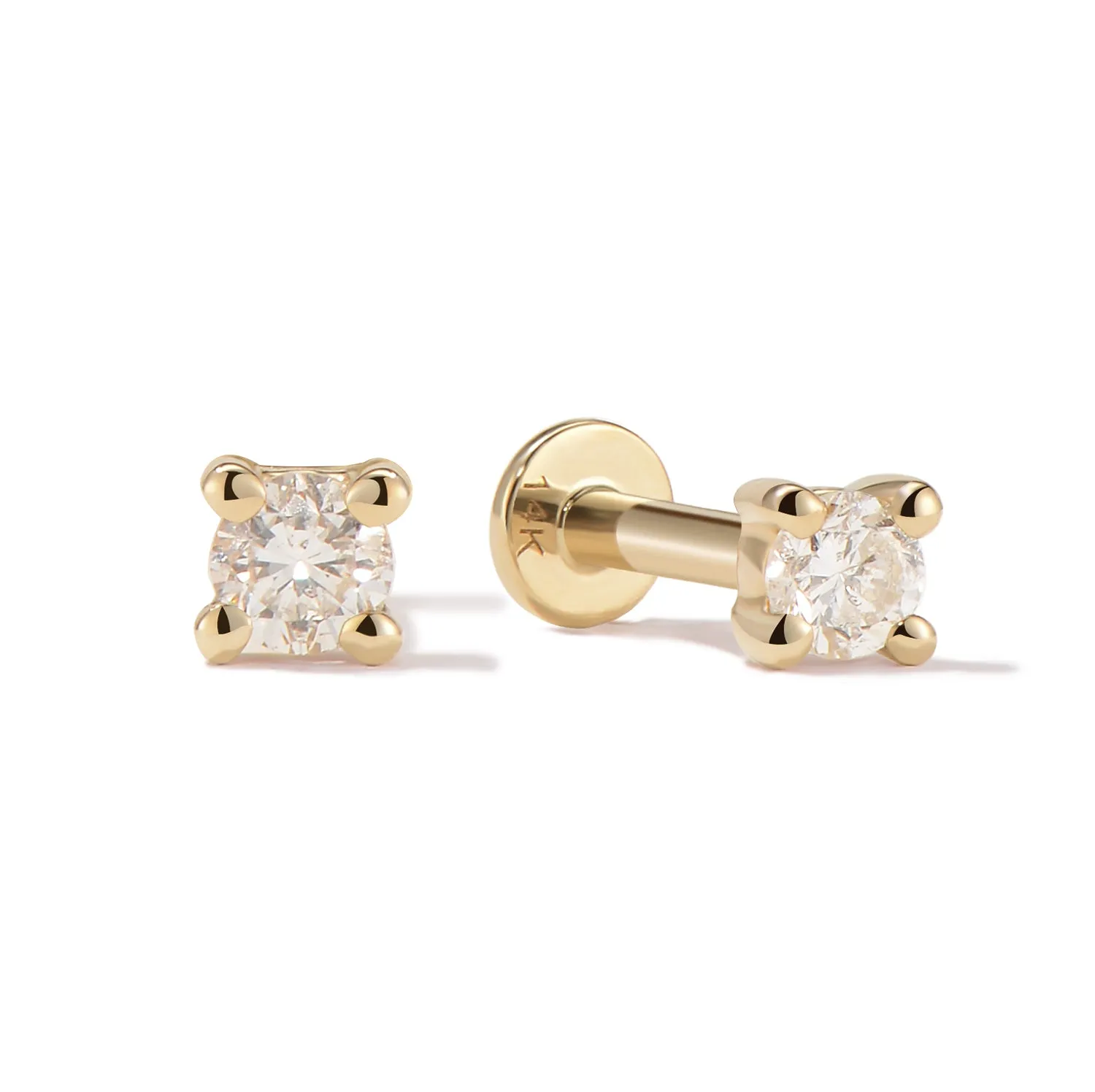 14k Little Diamond Flatback Studs sold by RG product image thumbnail 3