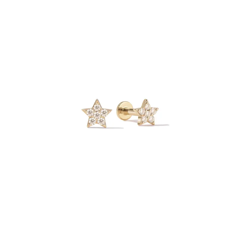 14k Diamond Star Flatback Studs sold by RG