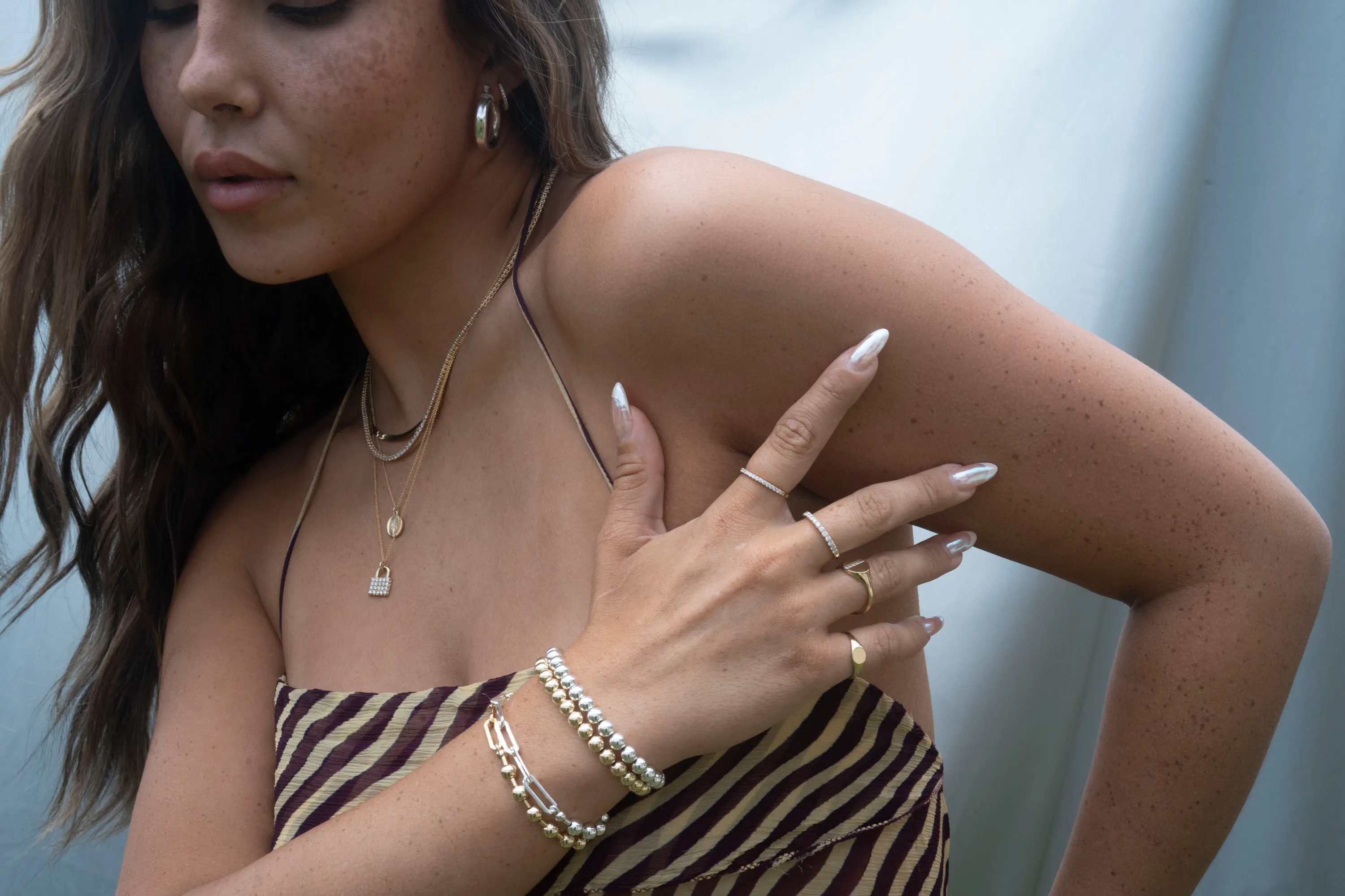 Silver Beaded Paperclip Bracelet sold by RG product image thumbnail 4