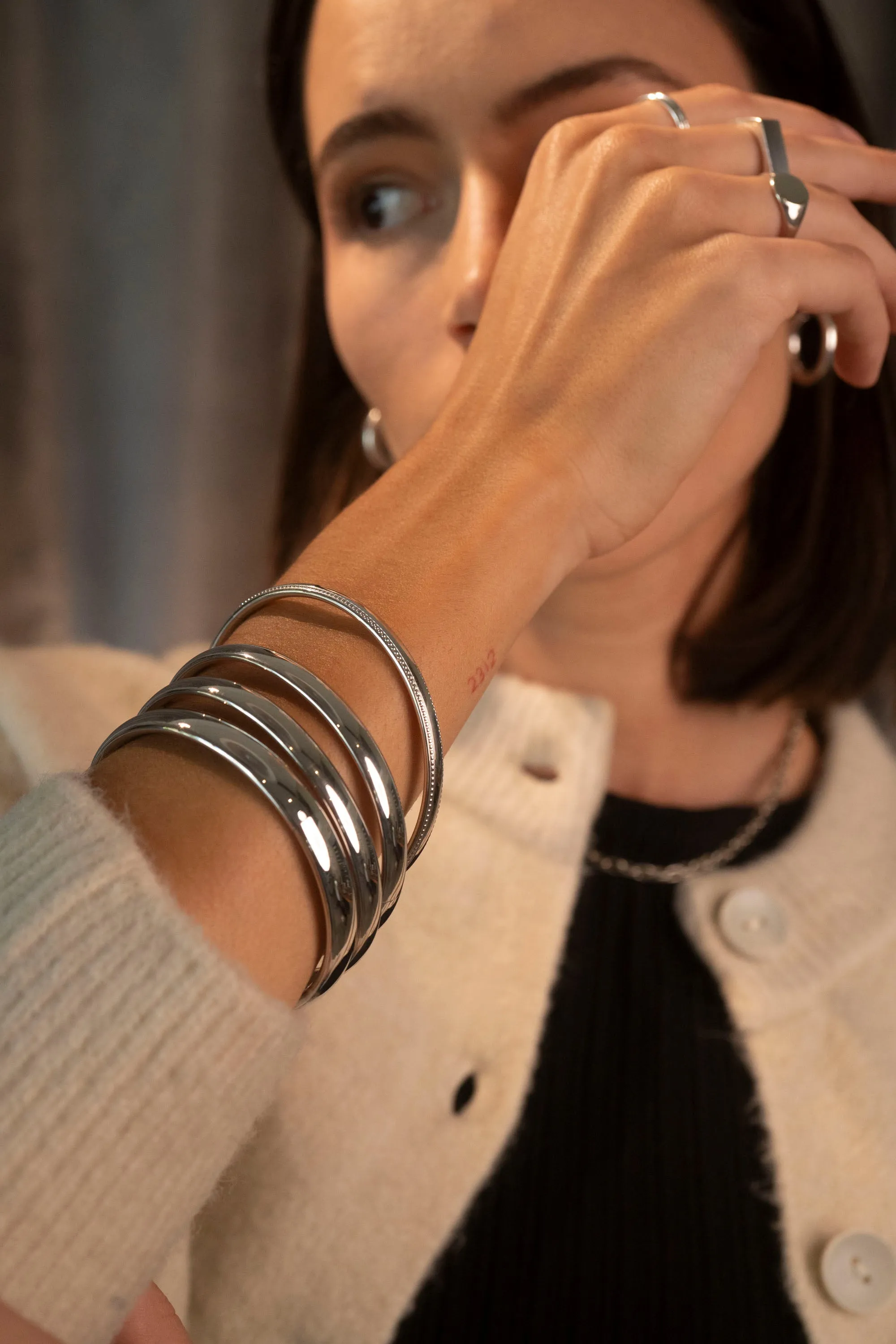 Silver Juliet Bangle | 8mm sold by RG product image thumbnail 5