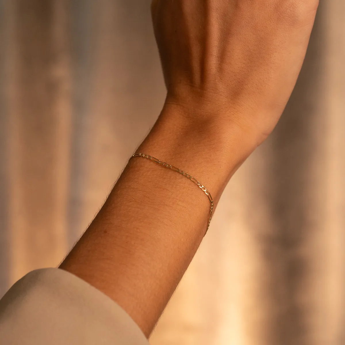 14k Thin Figaro Bracelet sold by RG product image thumbnail 2