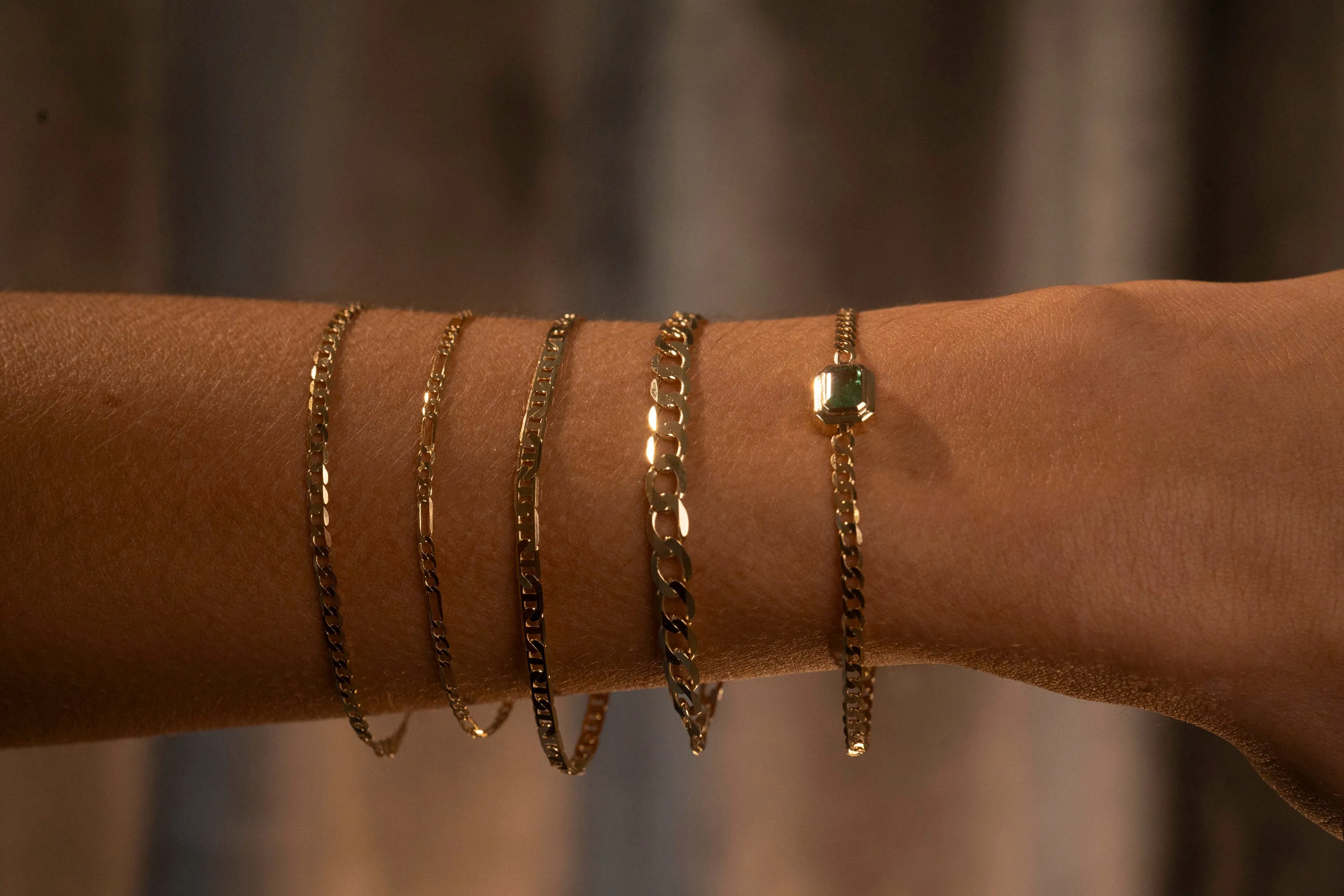 14k Thin Figaro Bracelet sold by RG product image thumbnail 4