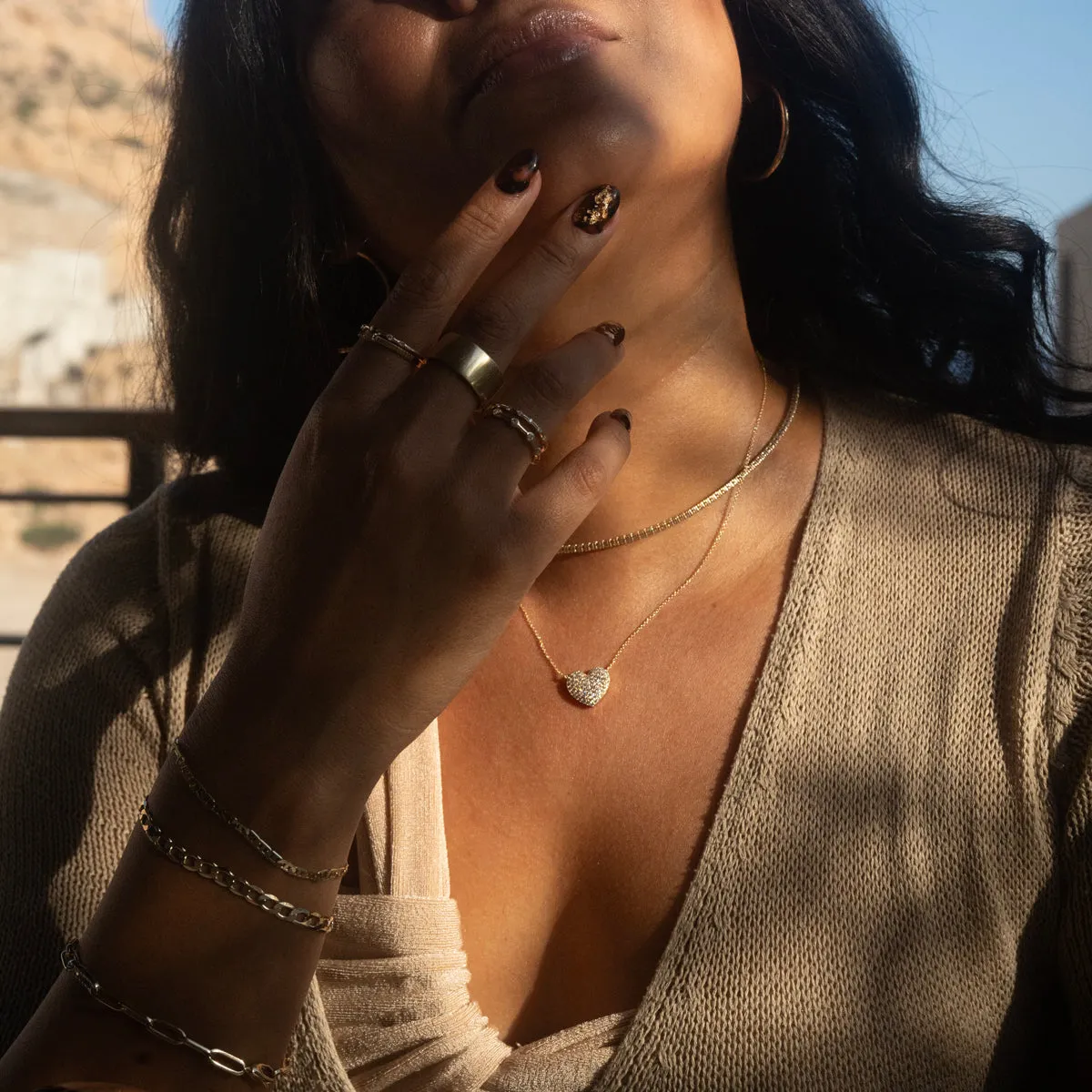 14k Large Diamond Puffy Heart Necklace sold by RG product image thumbnail 4