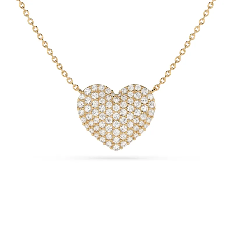 14k Large Diamond Puffy Heart Necklace sold by RG