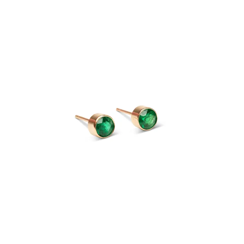 14k Medium Emerald Bezel Studs | 4mm sold by RG