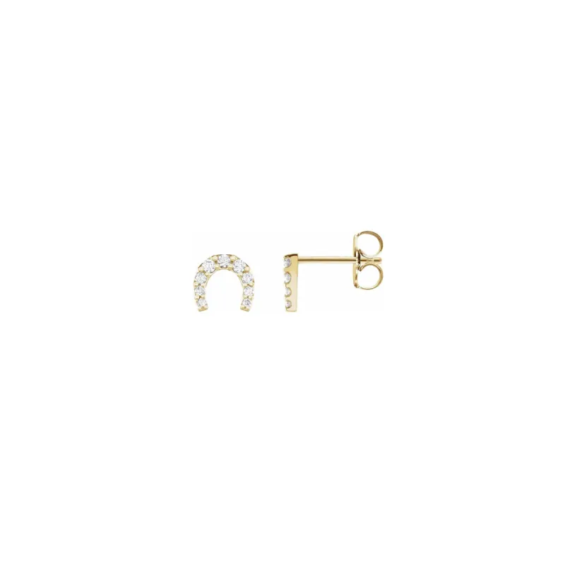 14k Diamond Horseshoe Studs sold by RG