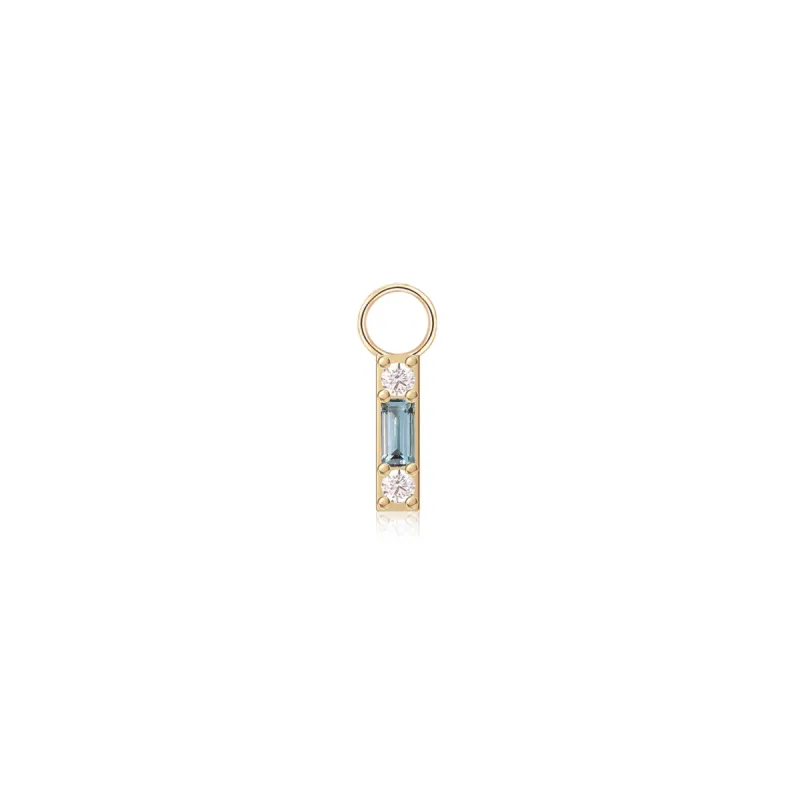 14K Two Diamond Blue Topaz Hoop Charm sold by RG