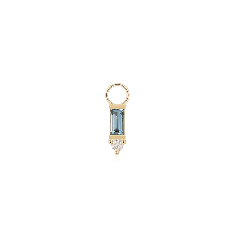 14k Diamond and Blue Topaz Hoop Charm sold by RG