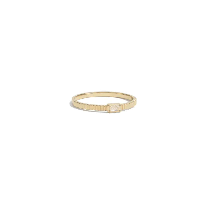 14k Diamond Baguette Ribbed Ring sold by RG