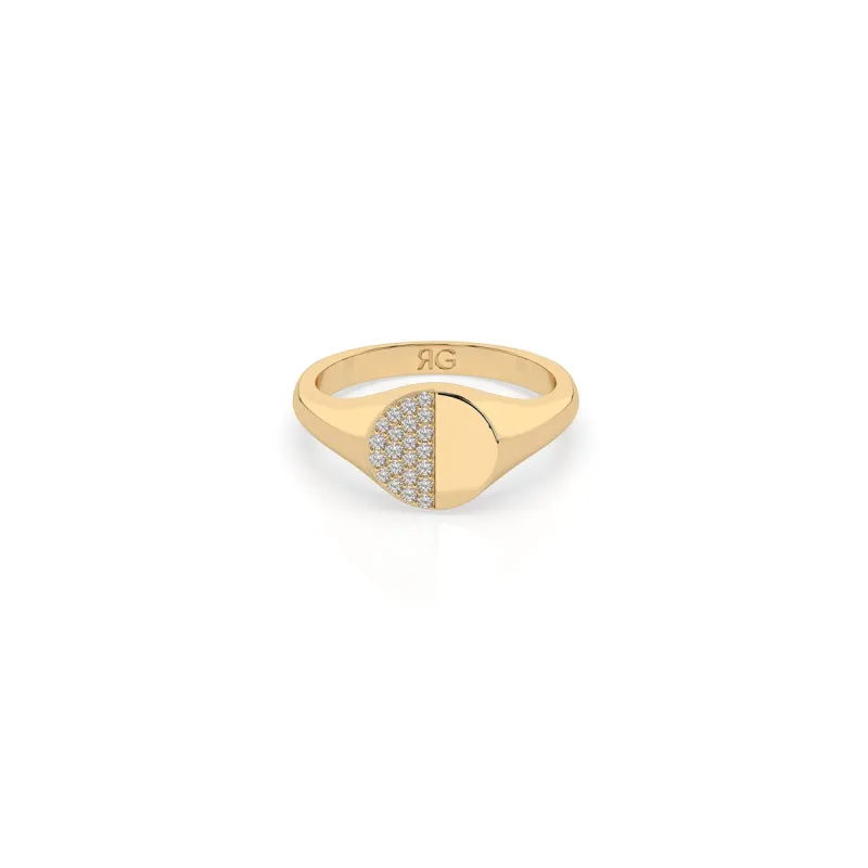 14k Diamond Half Moon Signet Ring sold by RG