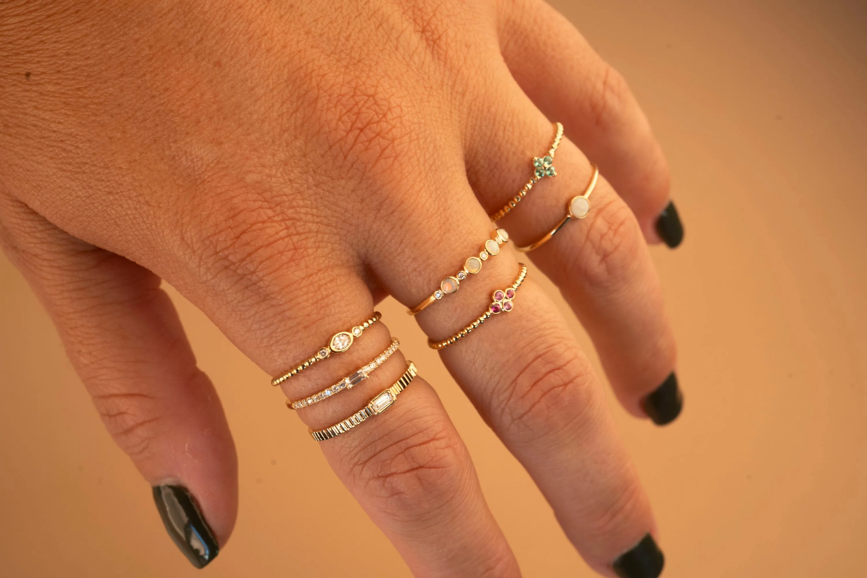 14k Oval Diamond Beaded Ring sold by RG product image thumbnail 3