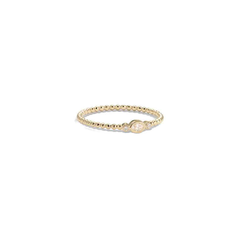 14k Oval Diamond Beaded Ring sold by RG