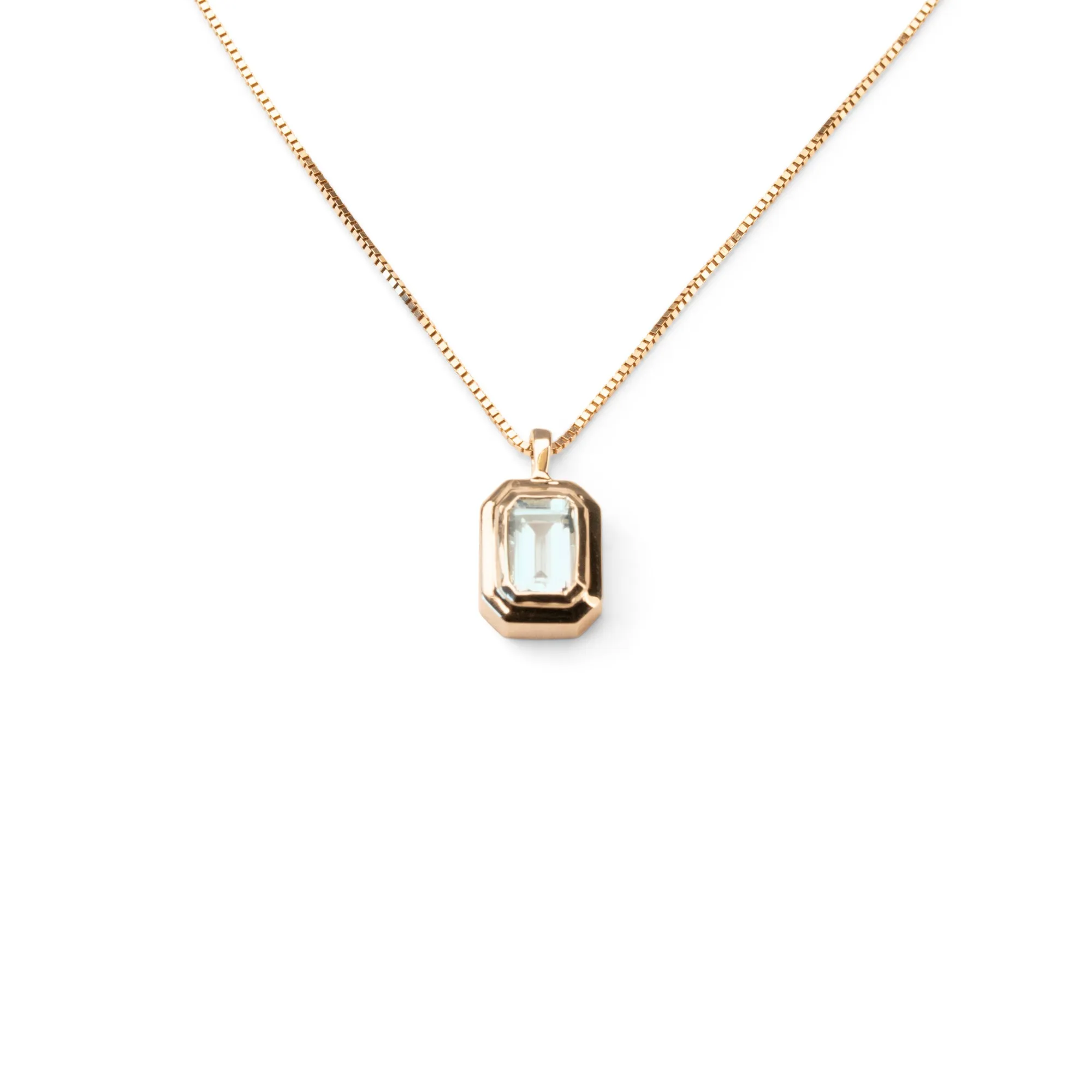 14k Mini Aquamarine Bezel Necklace sold by RG