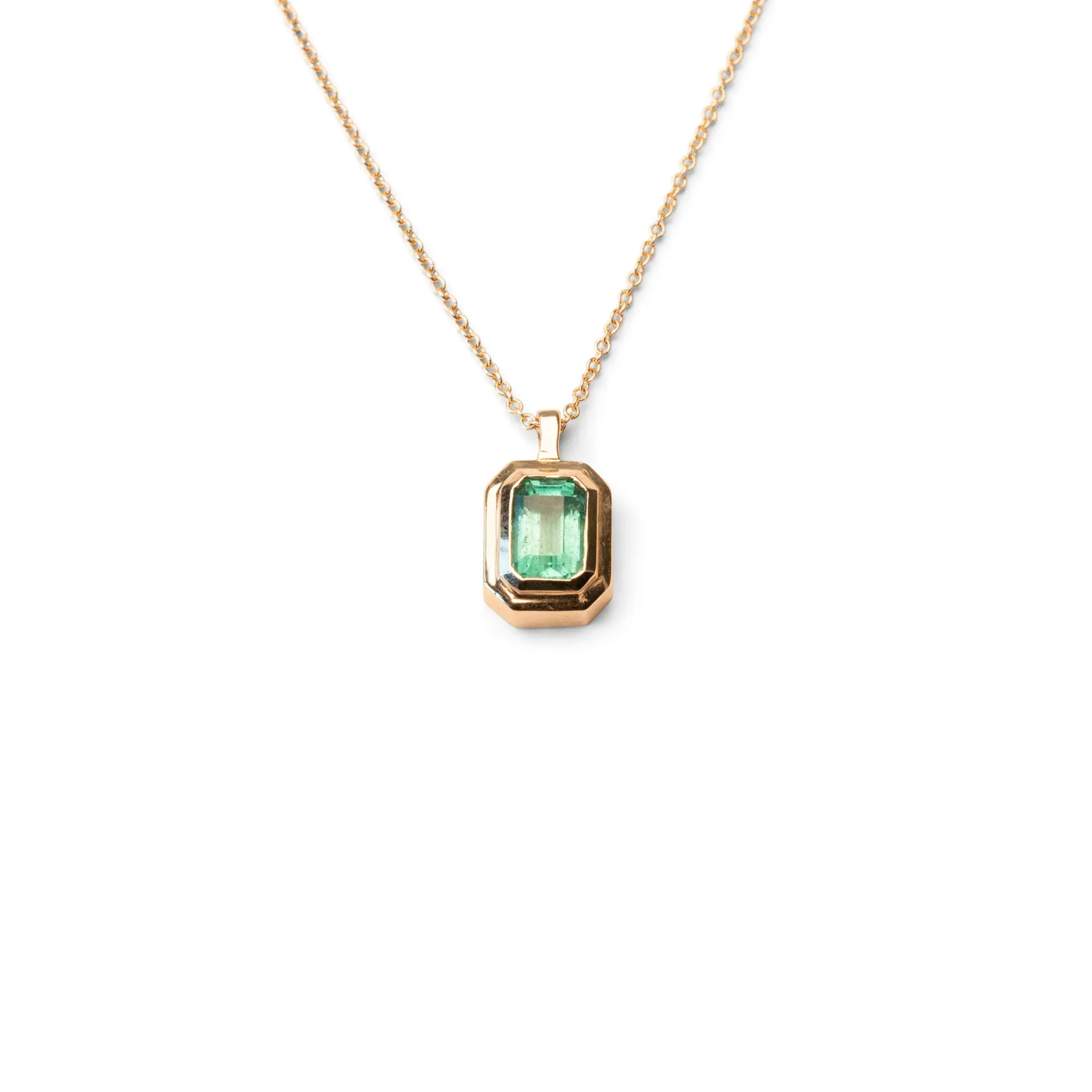 14k Mini Emerald Tiered Bezel Necklace sold by RG product image thumbnail 3