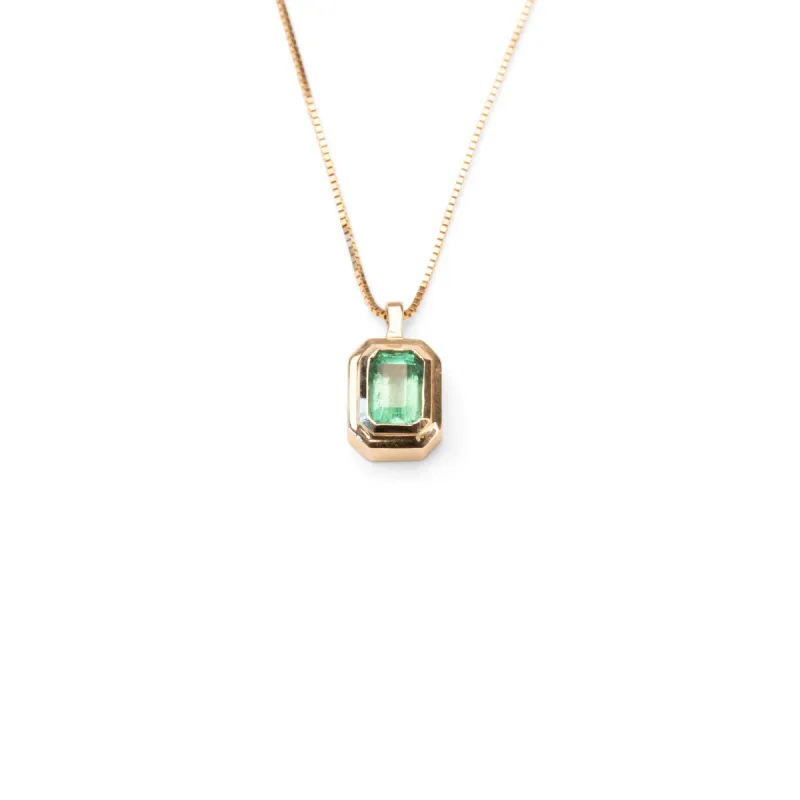 14k Mini Emerald Tiered Bezel Necklace sold by RG