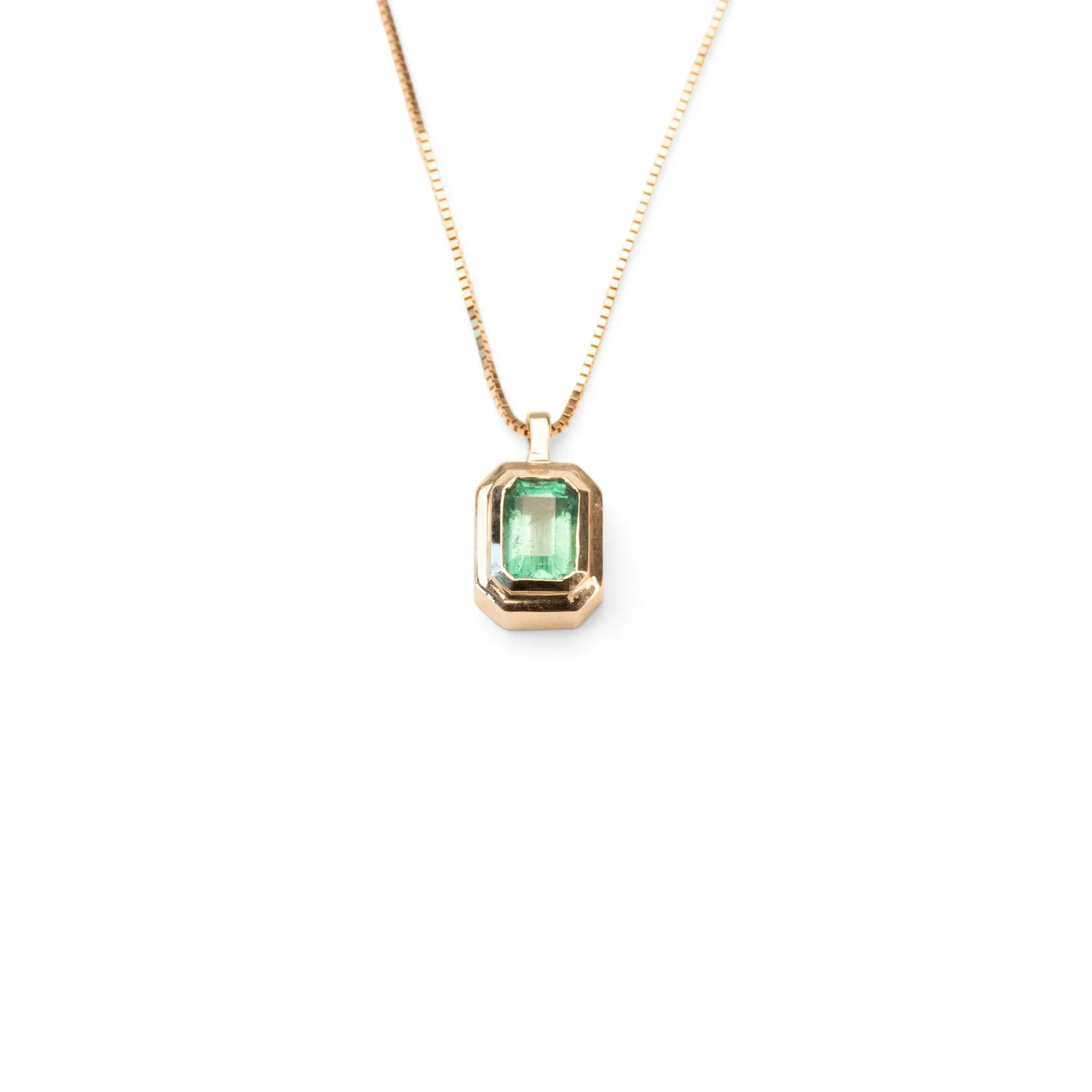 14k Mini Emerald Tiered Bezel Necklace sold by RG