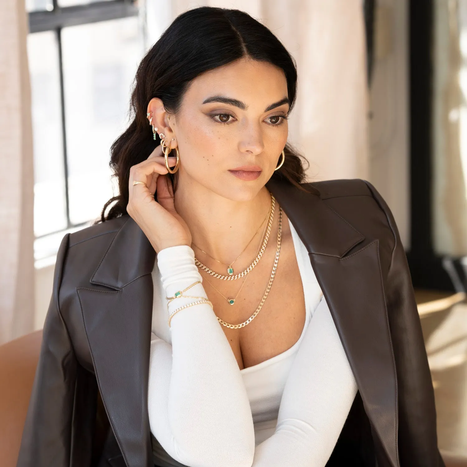 14k Mini Emerald Tiered Bezel Necklace sold by RG product image thumbnail 2