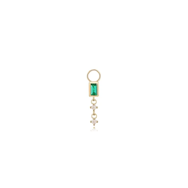 14k Emerald and Diamond Dangle Hoop Charm sold by RG
