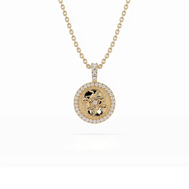 14k Diamond Halo Zodiac Necklace sold by RG