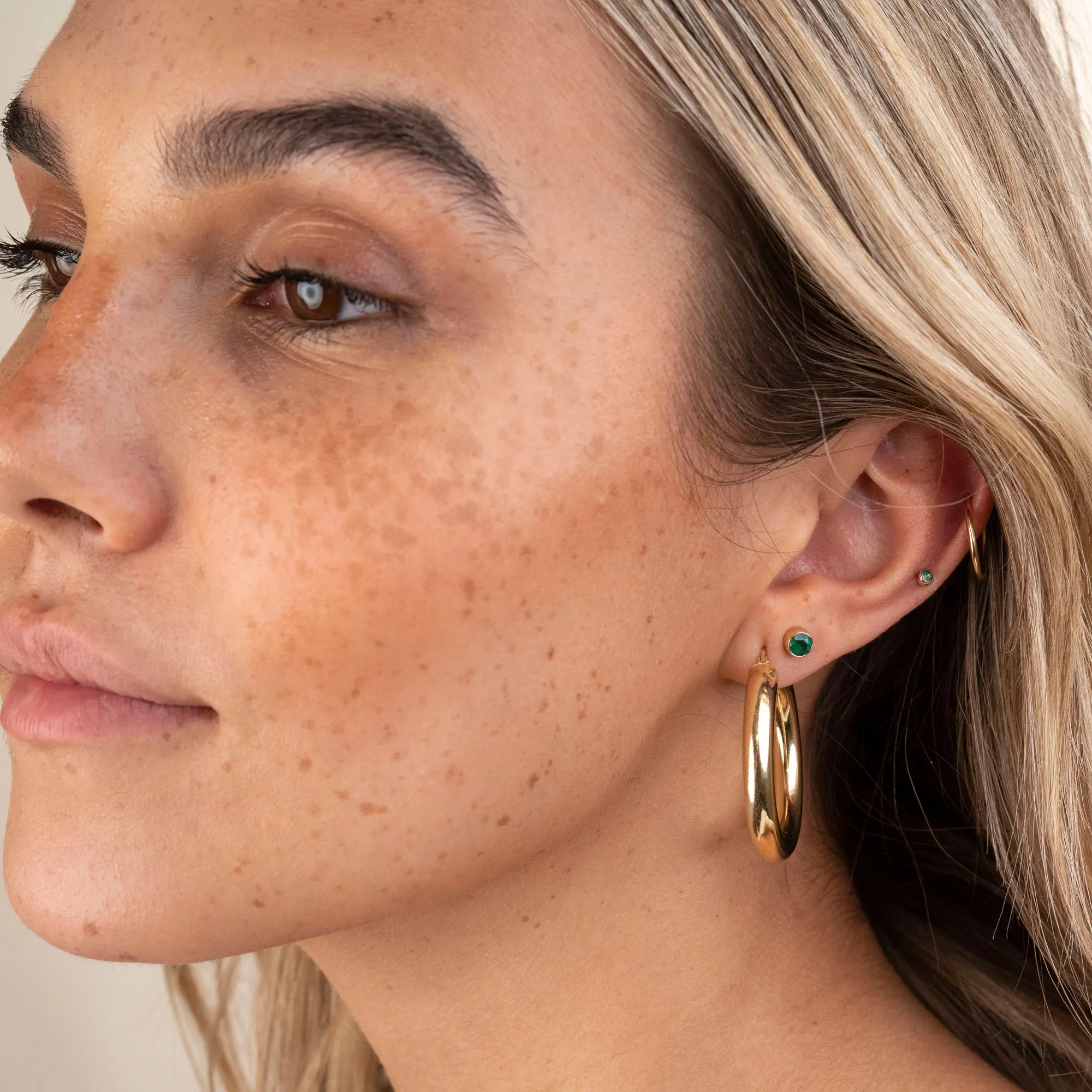 14k Little Emerald Bezel Studs sold by RG product image thumbnail 3