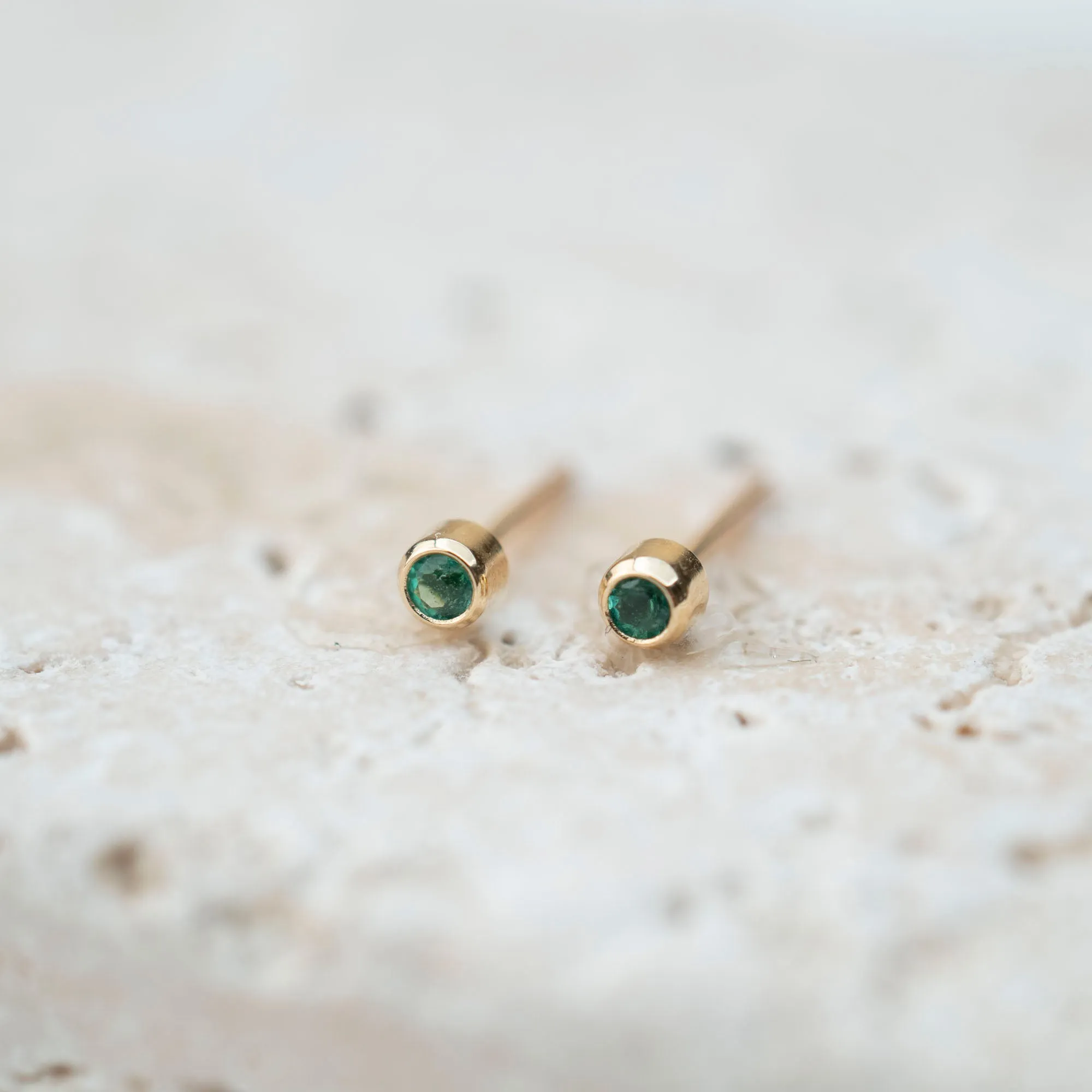 14k Little Emerald Bezel Studs sold by RG product image thumbnail 2