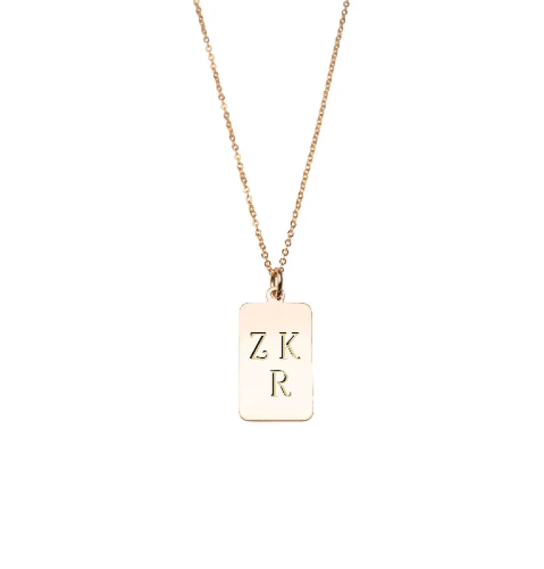 Gold Filled Initial Rectangle Necklace sold by RG