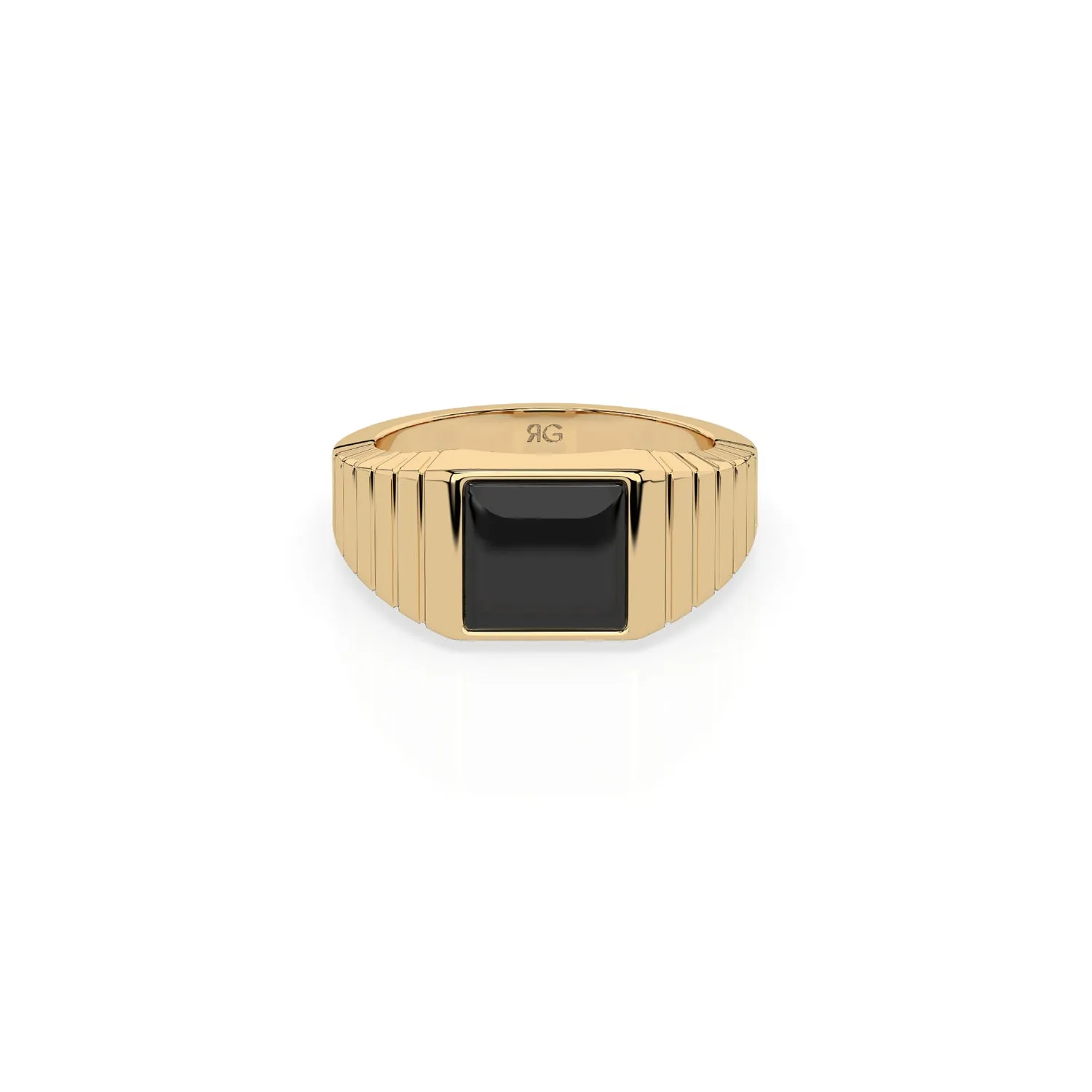 14k Black Onyx Ribbed Ring sold by RG