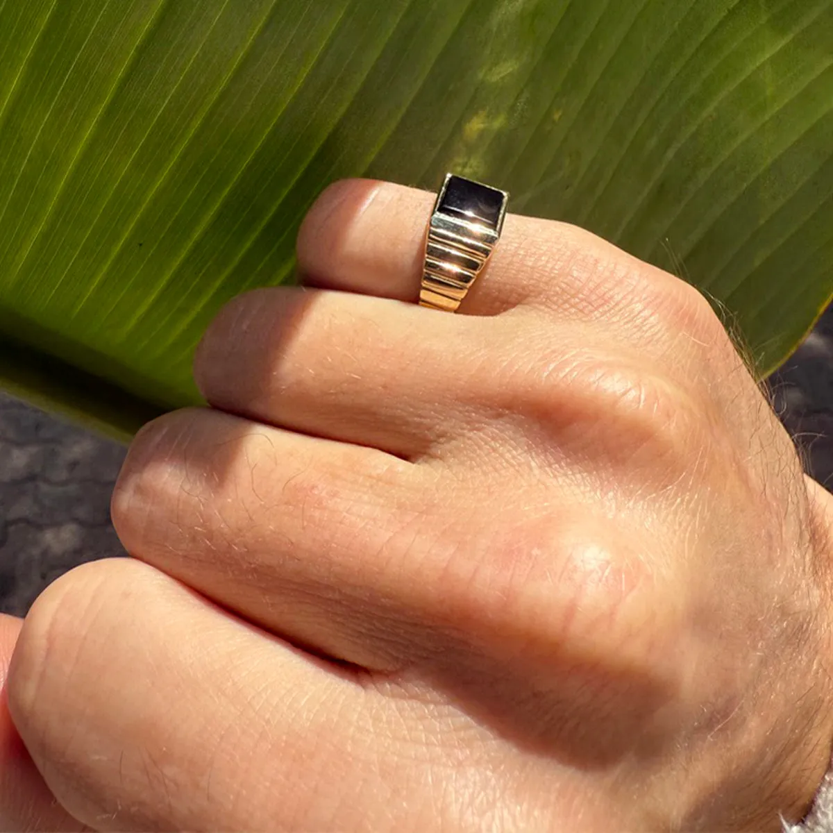 14k Black Onyx Ribbed Ring sold by RG product image thumbnail 2