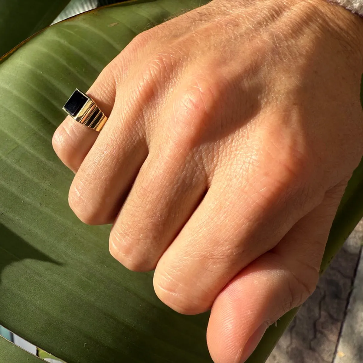 14k Black Onyx Ribbed Ring sold by RG product image thumbnail 4