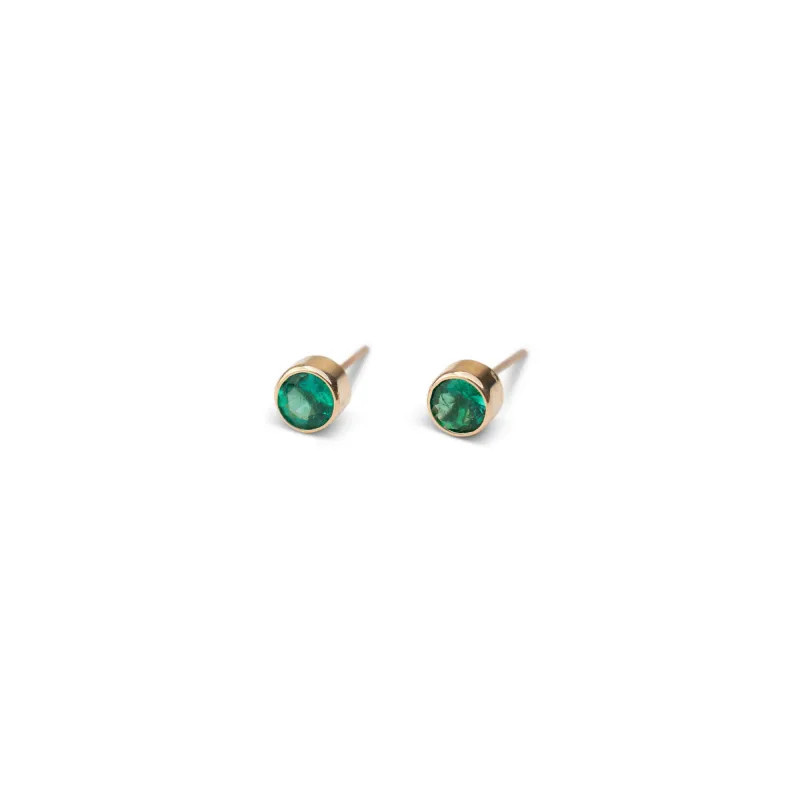 14k Small Emerald Bezel Studs | 3.25mm sold by RG
