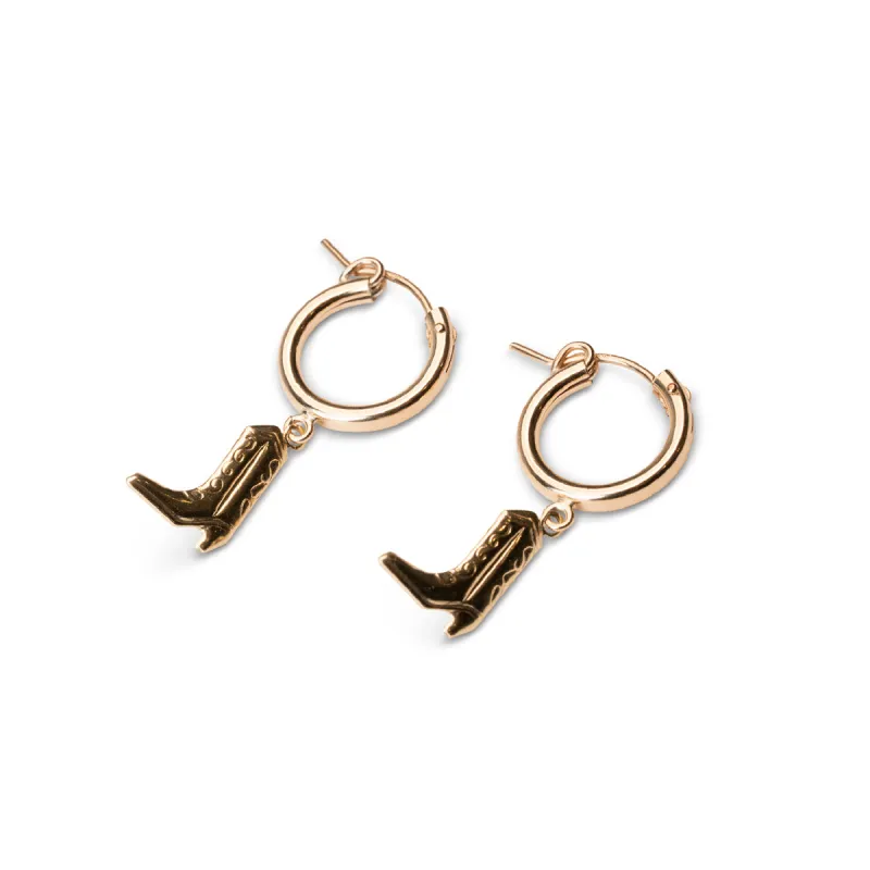 Gold Cowboy Boot Clasp Hoops sold by RG