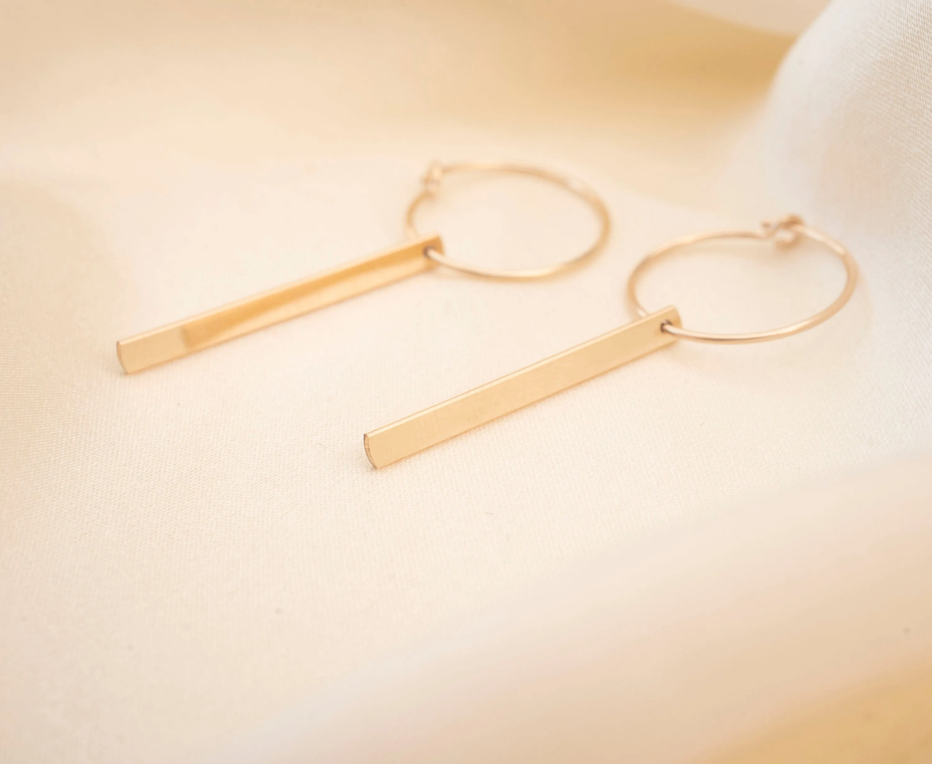 Gold Filled Dainty Bar Hoop Earrings sold by RG product image thumbnail 3