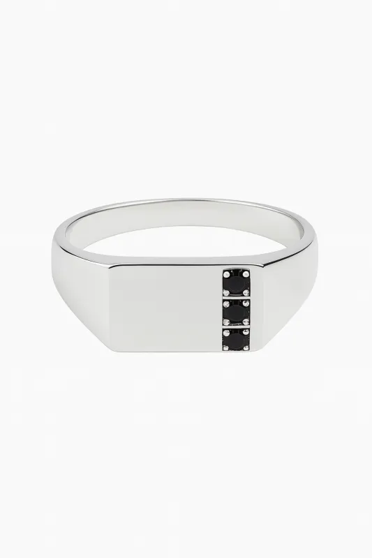 Silver Rectangle Tri-Onyx Ring sold by RG